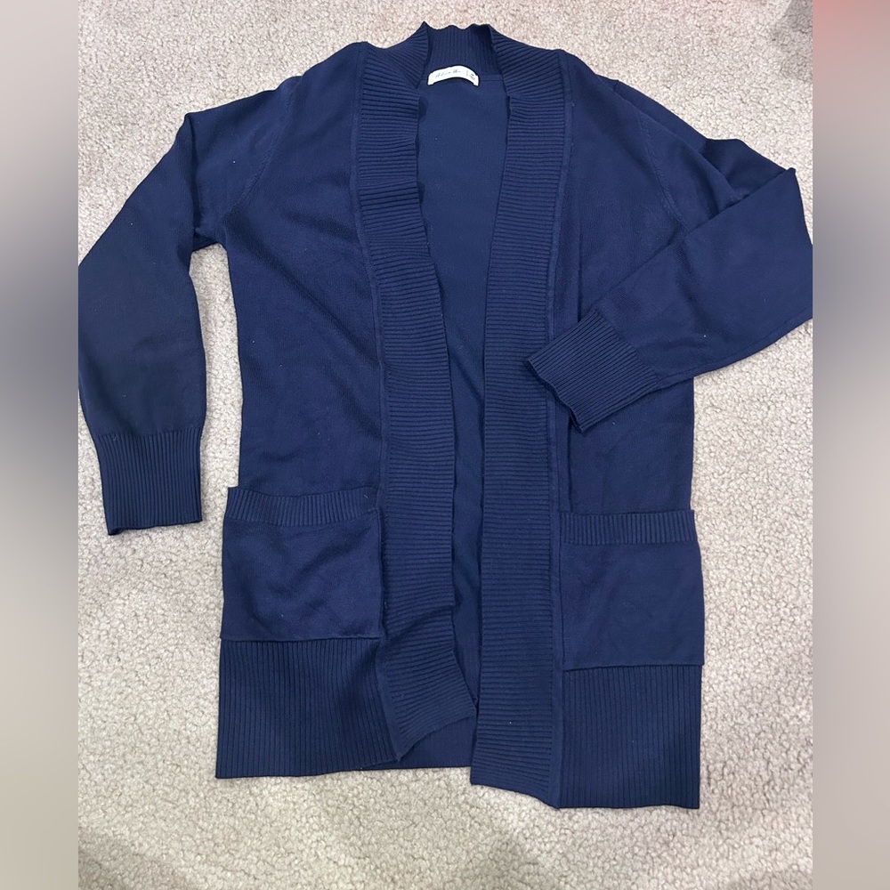 Navy Open-Front Cardigan Sweater- like new
